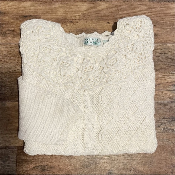 Vintage | Floral Lattice Cable Knit Cottonn Blend Sweater - Picture 10 of 10
